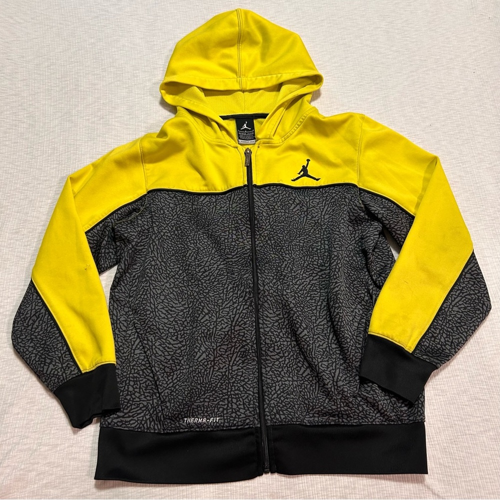 Jordan Therma Fit Full Zip Fleece Lined Hooded Sweatshirt Youth Large FLAWS